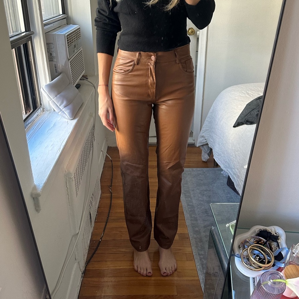 Brown leather pants